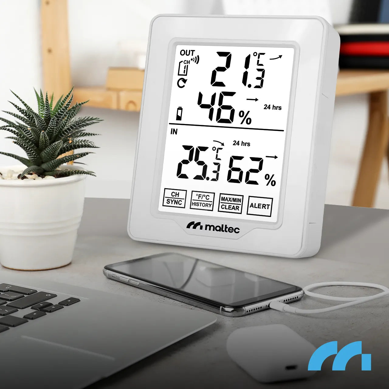 Statie meteo wireless cu termometru si hidrometru Daily600M, raza de actiune a senzorului 100 m, MalTec 112828