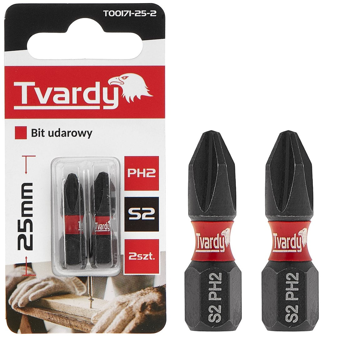 Set biti de impact PH2, 25 mm, S2, Tvardy T00171-25-2