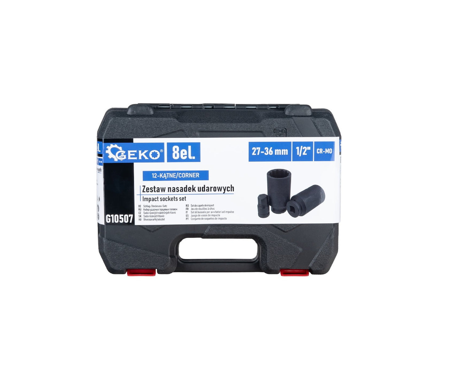 Set chei tubulare de impact in 12 puncte, 1 / 2", Cr-Mo, 8 bucati, Geko G10507