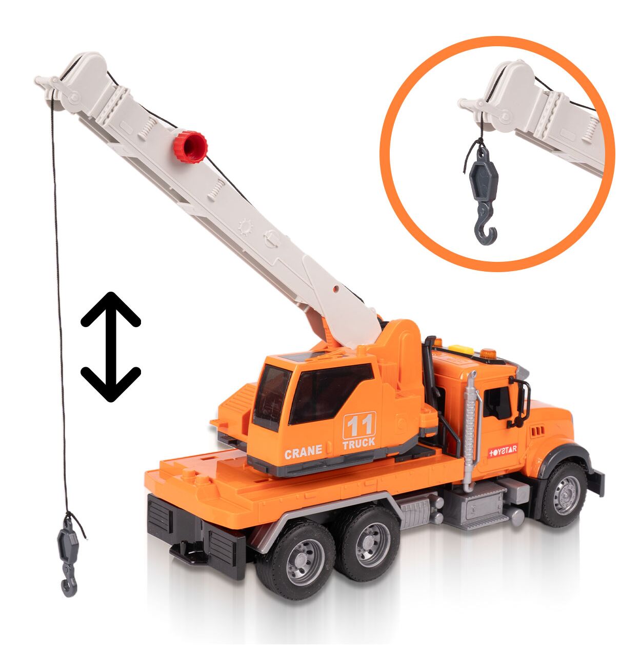 Macara de jucarie pentru copii, rotire 360 de grade, lumini intermitente si sunete realiste, scara 1:14, MalPlay 113599