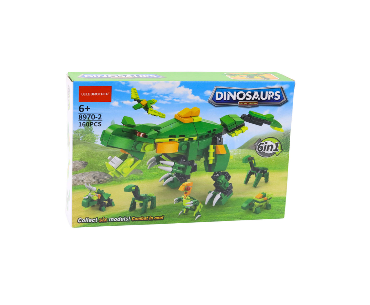 Set de constructie cu dinozauri, 21 x 15 x 15 cm, 160 piese, Lean 20963