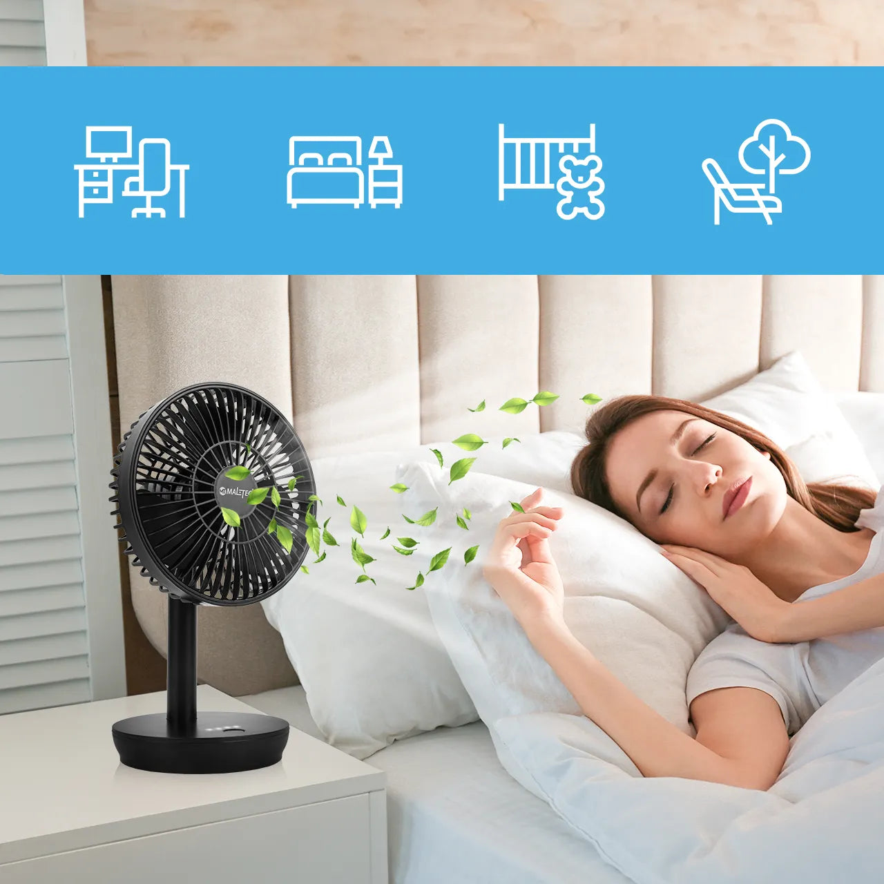 Ventilator de birou cu incarcare USB, 5 W, MalTec 111390