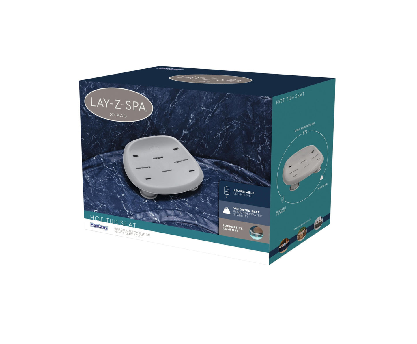 Scaun pentru jacuzzi cu picioare reglabile Lay-Z-Spa, 40.8 x 31.5 x 20 cm, Bestway 21228