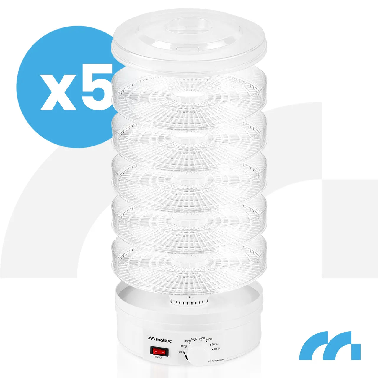 Deshidrator pentru fructe si legume, 5 nivele, 500 W, MalTec 113379