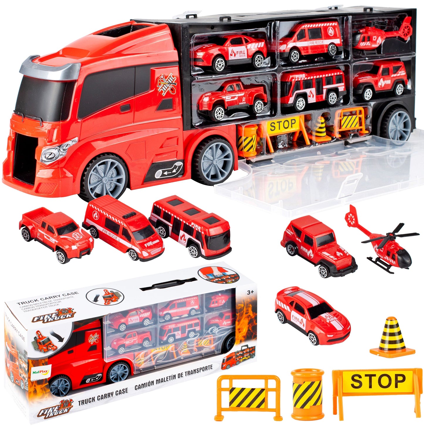 Set camion cu 6 vehicule pompier, MalPlay 108441