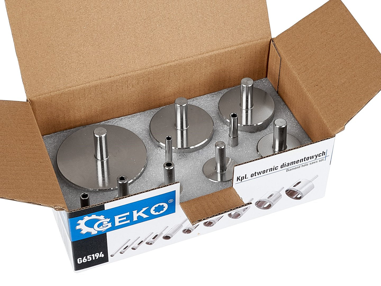 Set carote diamantate pentru gresie, 6-68 mm, 10 bucati, Geko G65194