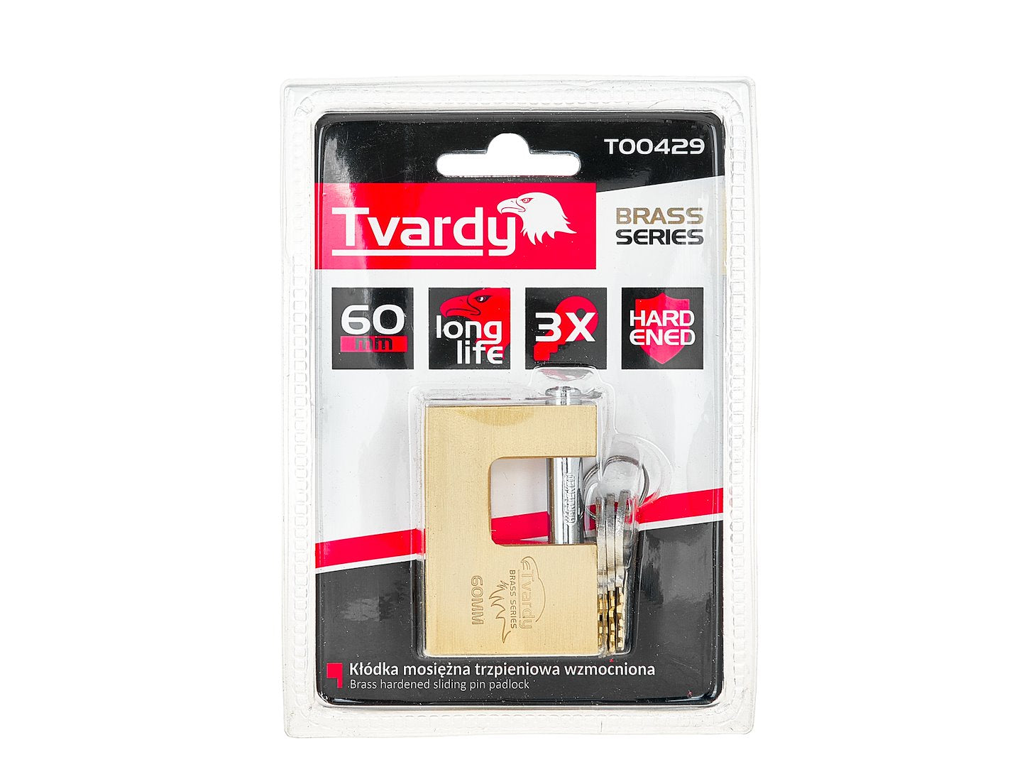 Lacat din alama ranforsat Brass Line, 60 mm, Tvardy T00429