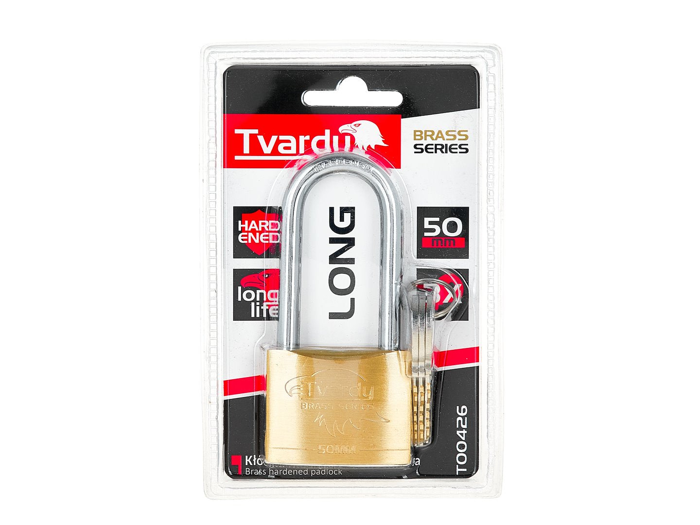 Lacat din alama cu inel lung ranforsat Brass Line, 50 mm, Tvardy T00426