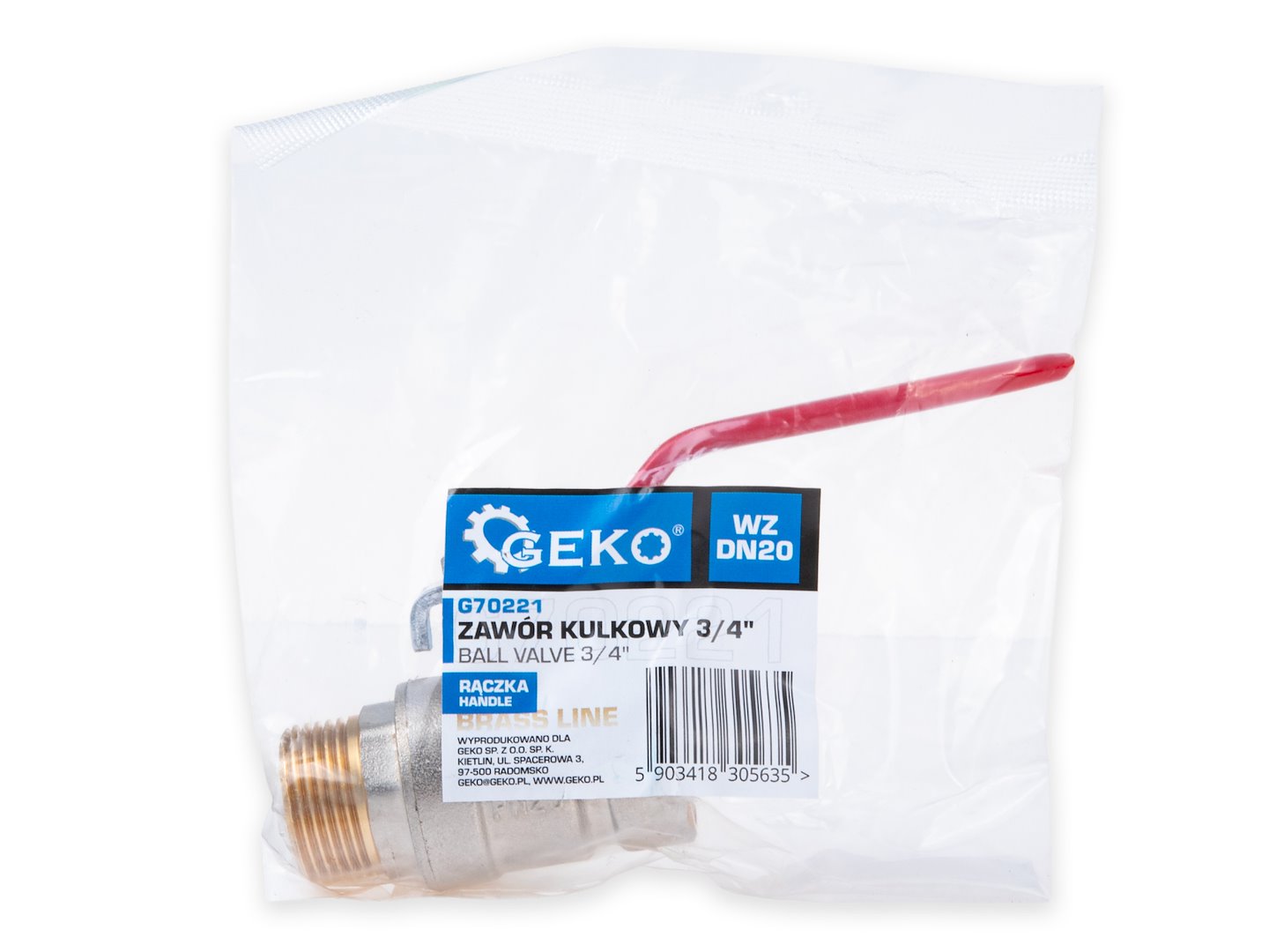 Robinet cu bila 3/4" WZ DN20 cu garnitura de etansare, Geko G70221