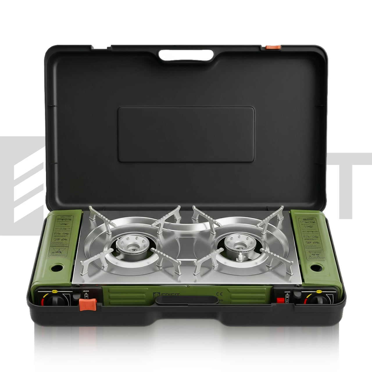 Aragaz de camping cu 2 arzatoare SPARK100 DOUBLE, verde, 2 x 2500 W, MalTec 114503