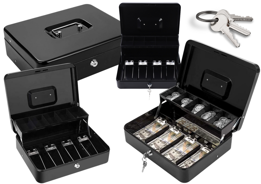 Cutie metalica de valori, 2 chei, negru, 300 mm x 240 mm x 90 mm, Lean 20723