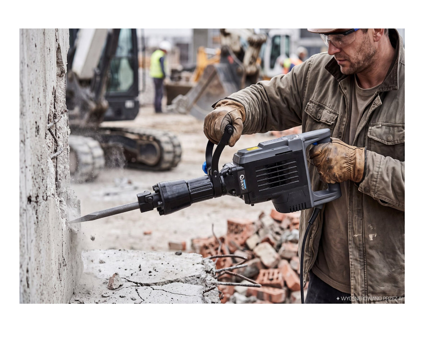 Ciocan demolator profesional,1700W, forta de impact 70J, prindere HEX 30 mm, cu dalta, spit si valiza de transport, Geko G80852