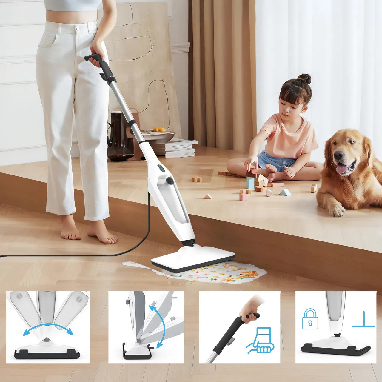 Mop electric multifunctional cu abur si accesorii SteamExpert HDS4600W, 2000 W, MalTec 113483
