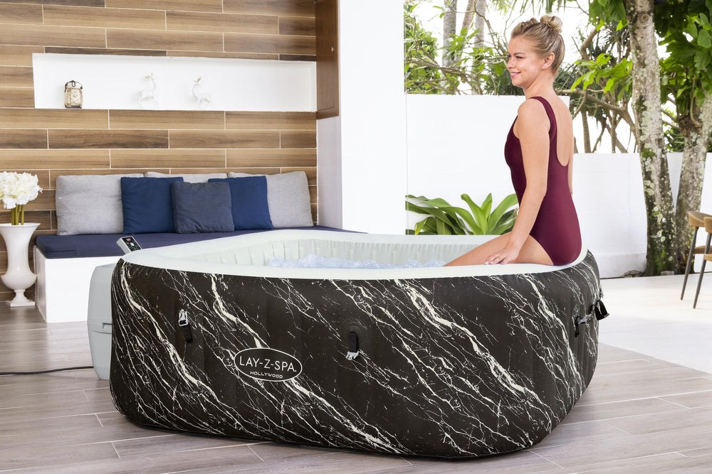 Jacuzzi gonflabil cu hidromasaj LAY-Z-SPA pentru 6 persoane, aspect de marmura Marquinia, 180 x 180 x 66 cm, Bestway 21178