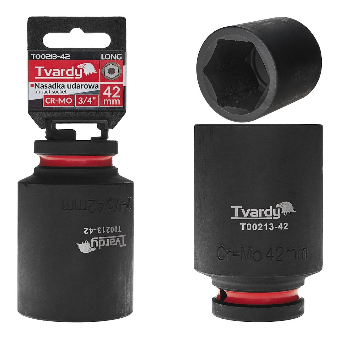 Cheie tubulara de impact in 6 puncte 3 / 4", 42 mm, Cr-Mo, Tvardy T00213-42