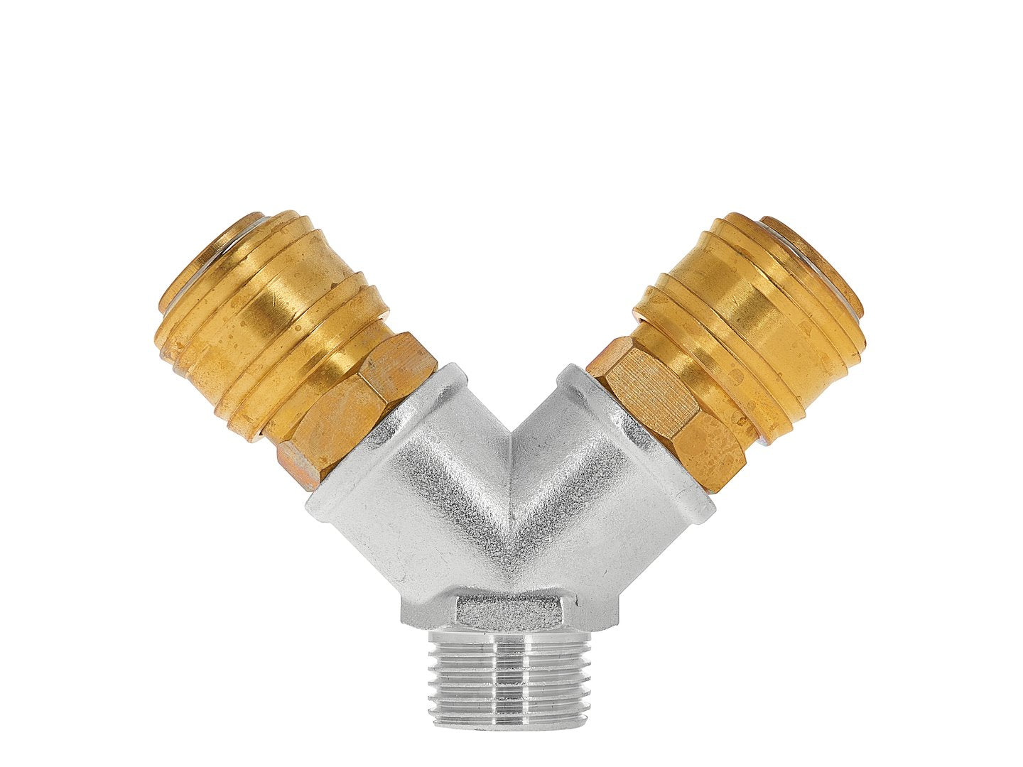 Racord T din alama GZ 1 / 2" cu conectori rapizi, Tvardy T00295