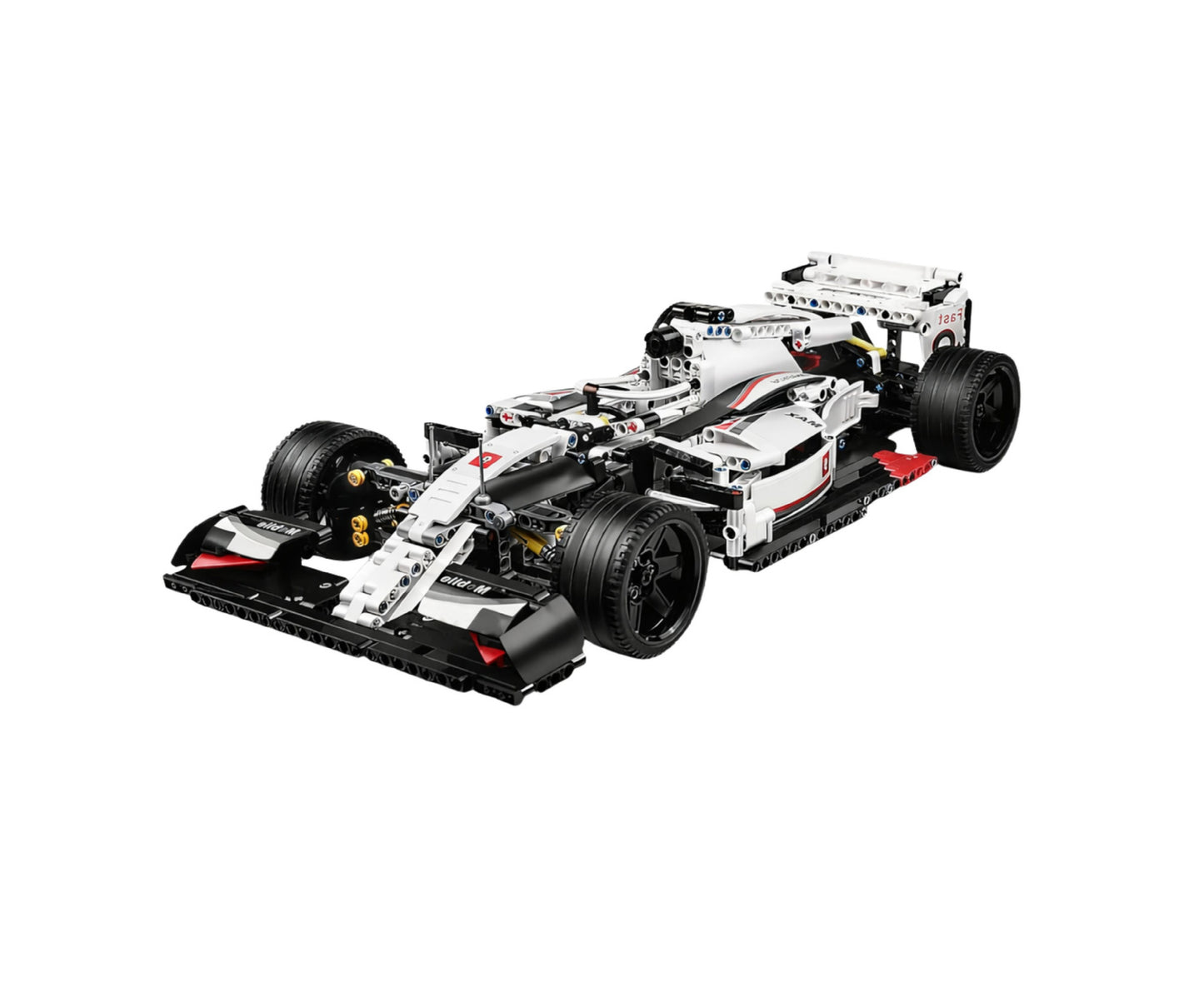 Set de constructie Masina de curse, 1235 piese, alb / negru, 50 x 22 cm, Lean 23658