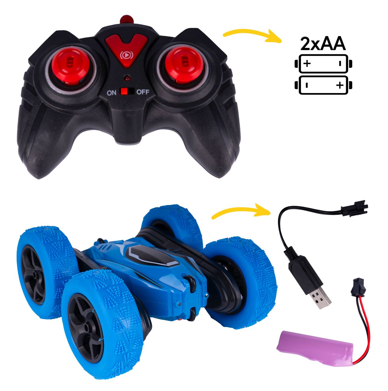 Masinuta Twister 360 LED cu telecomanda, MalPlay 111676