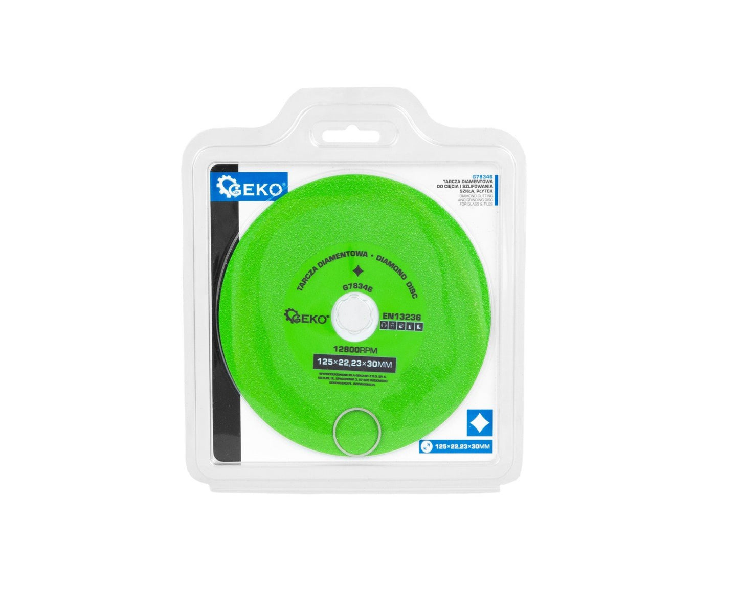 Disc diamantat pentru taierea si slefuirea sticlei, 125×22, 23×30mm, Geko G78346