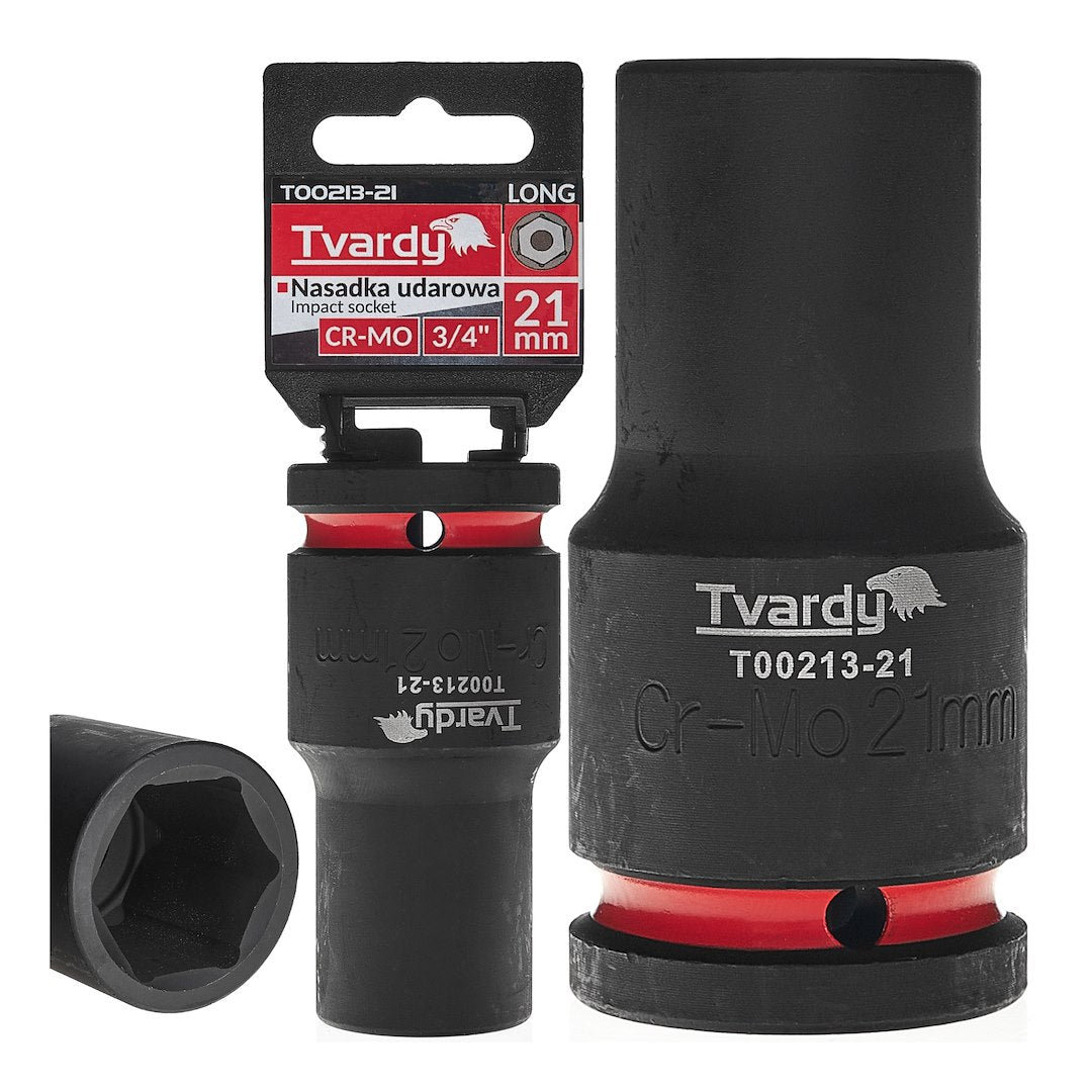 Cheie tubulara de impact in 6 puncte 3 / 4", 21 mm, Cr-Mo, Tvardy T00213-21