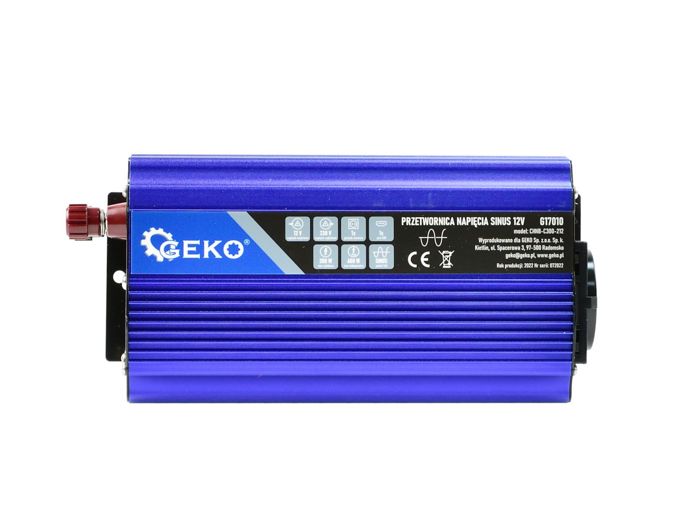 Convertor de tensiune sinus, 12 V / 230 V, 300 / 600 W, Geko G17010