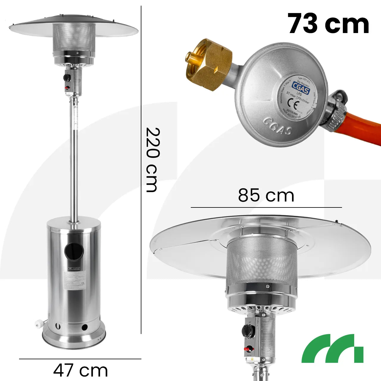 Incalzitor de terasa pe gaz Zone GH155-SS, 13 kW, MalTec 112767