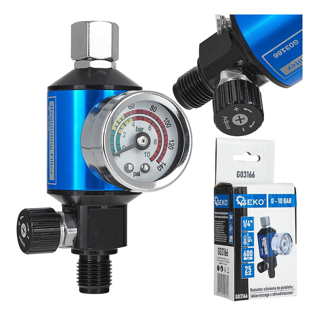 Reductor de presiune pentru pistolul de vopsit cu decantor, 1 / 4", Geko G03166