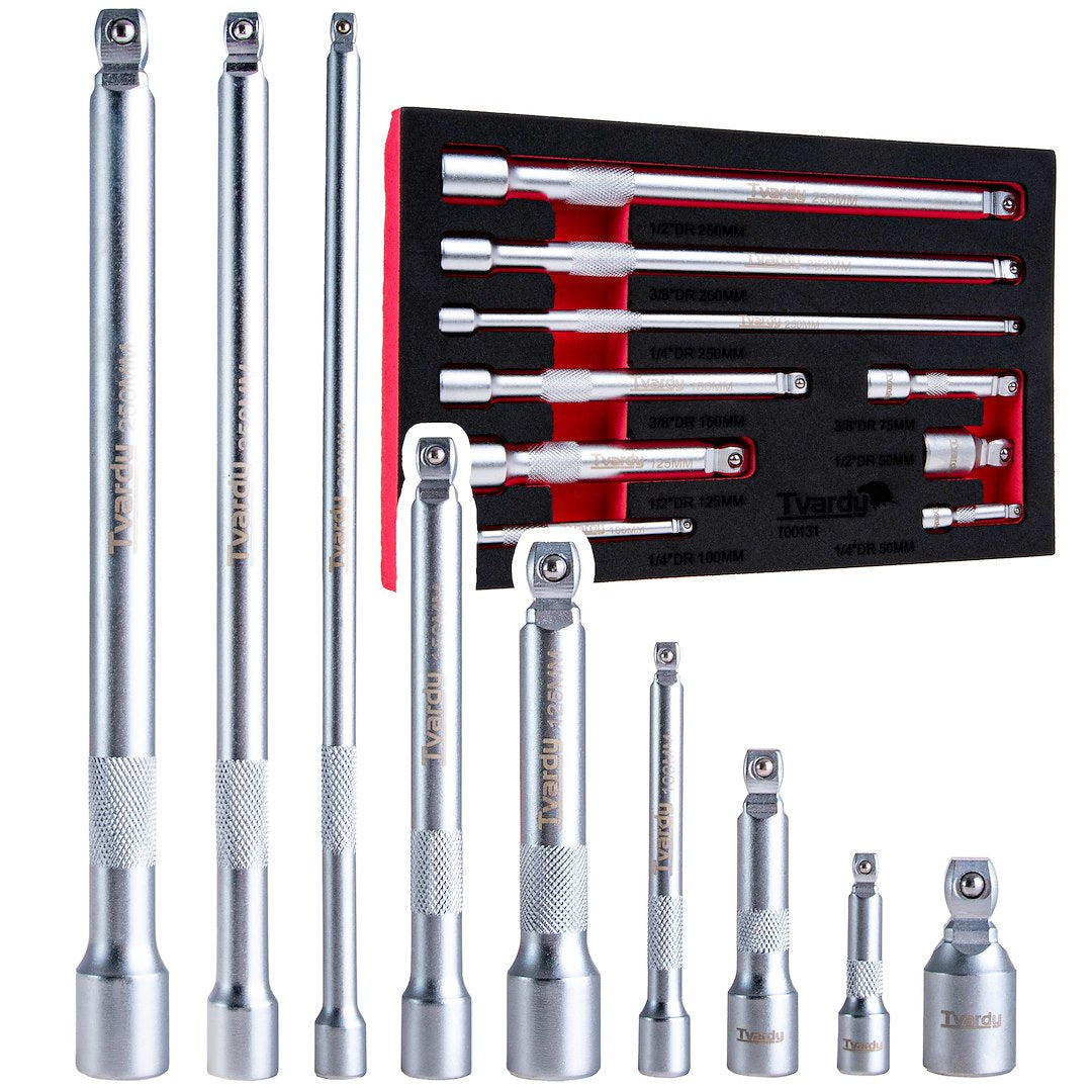 Set adaptoare chei tubulare, 1 / 4", 3 / 8", 1 / 2", Cr-V, 9 elemente, Tvardy T00131