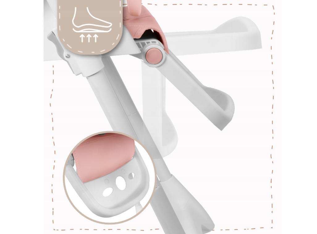 Scaun cu inaltime reglabila pliabil pentru bebelusi cu tava reglabila si roti Deli, 49 x 41 x 31 cm, MalPlay 113586