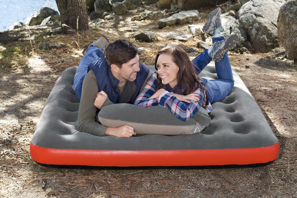Saltea gonflabila Roll & Relax Queen, 203 x 152 x 22 cm, gri / rosu, Bestway 4322