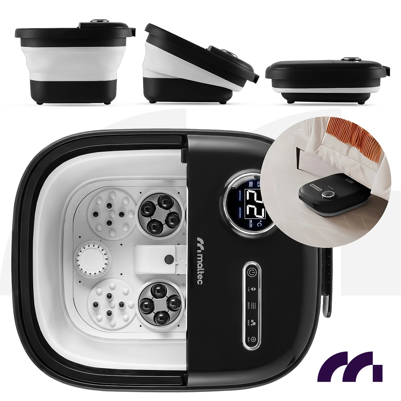 Aparat pentru picioare cu hidromasaj PRO-Hydro500WS, role de incalzire, temporizator, pliabil, 500 W, MalTec 114811