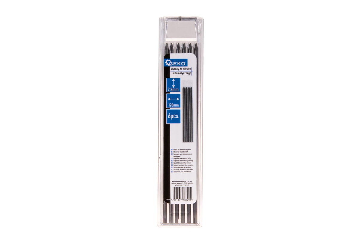Set rezerve creioane mecanice, 120x2.8mm, 6 bucati, Geko G29004C