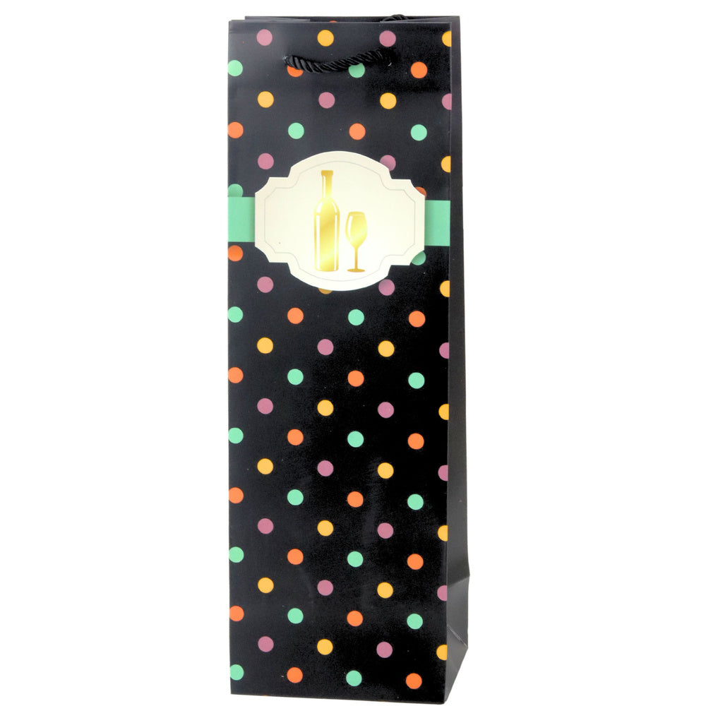 Punga de cadou pentru sticle de vin cu buline, 35 x 12 x 9 cm, Lean 22274