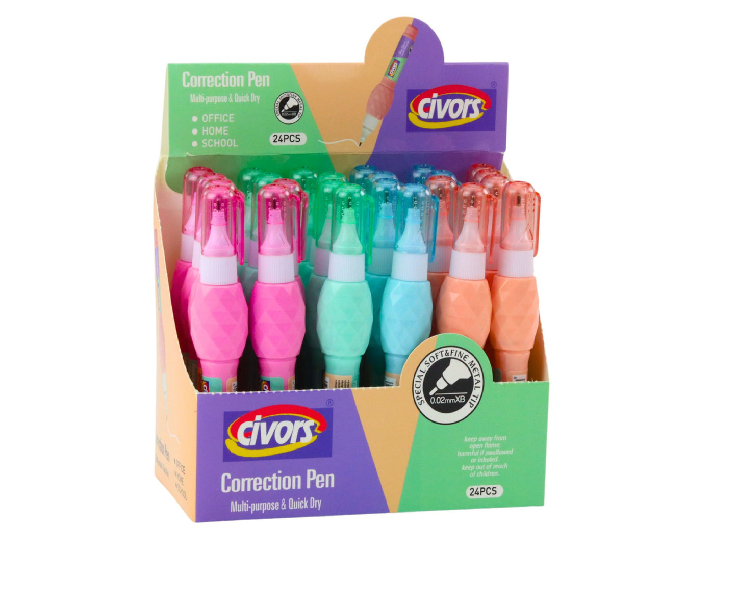 Stilou corector Office School, 0.02 mm, 7 ml, diferite culori, Lean 21641