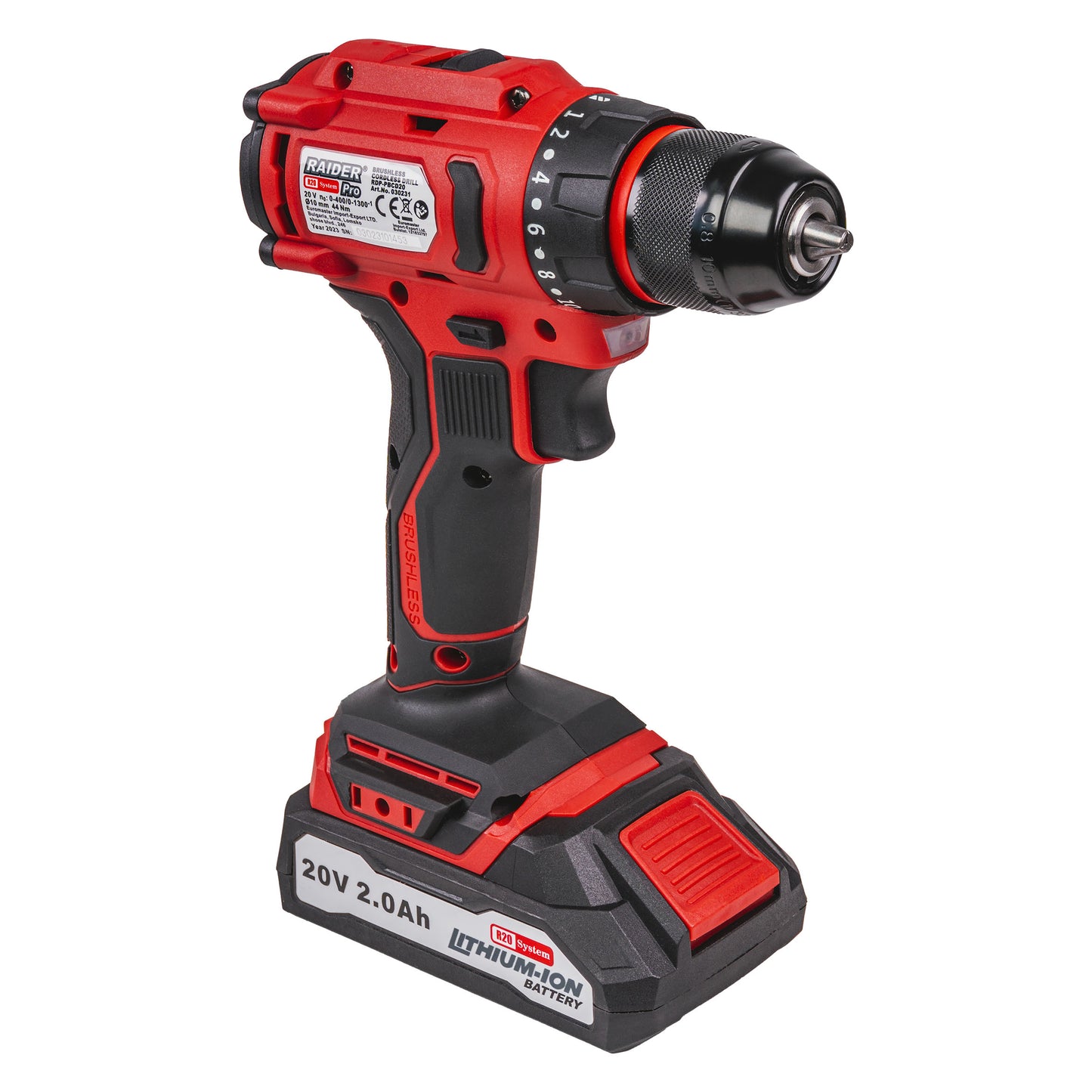 Set masina de gaurit si insurubat cu acumulator si incarcator RDP-PBCD20, 10 mm, 44 Nm, 2 Ah, Raider 030231