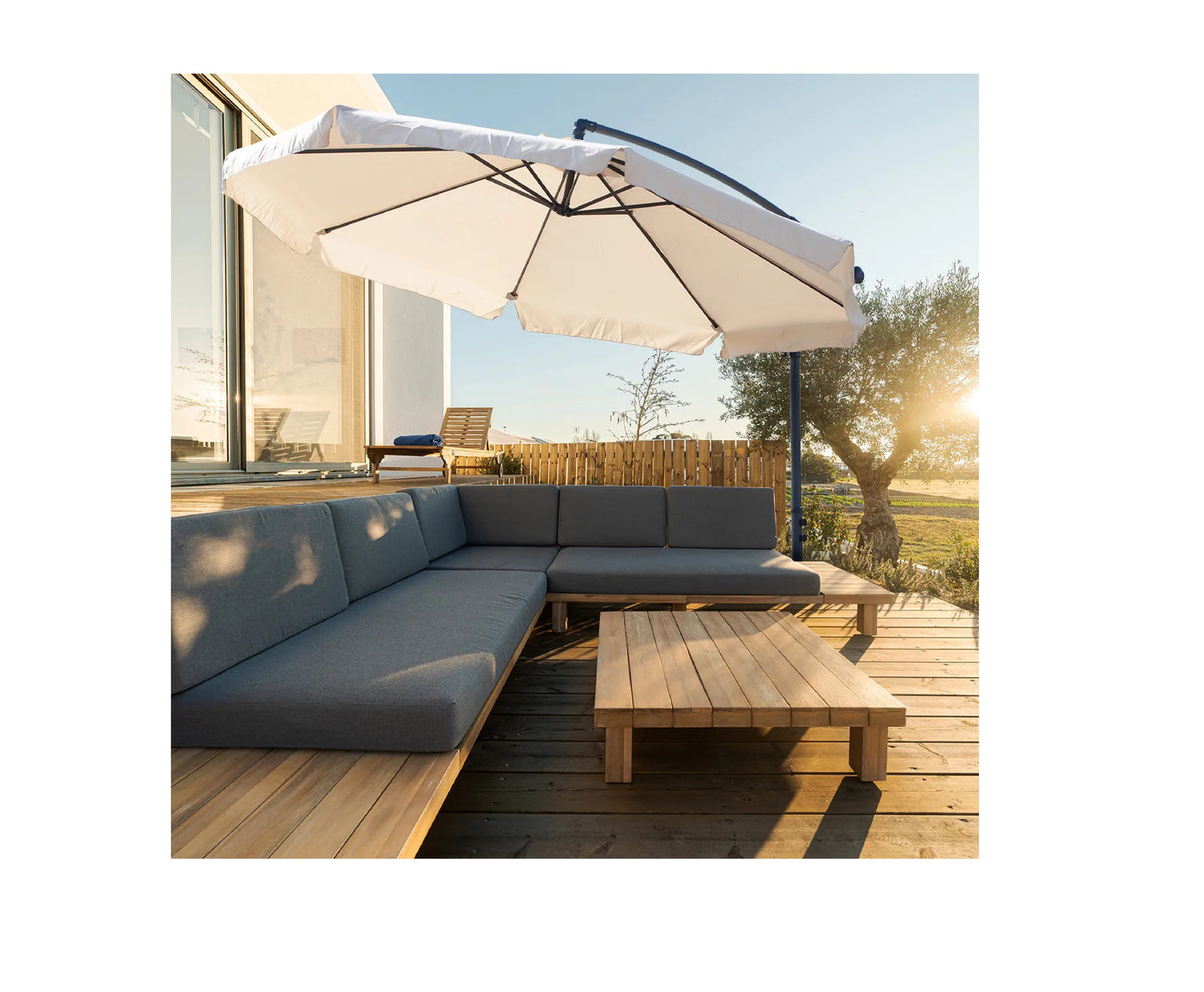 Umbrela de gradina pliabila cu husa Sunwaal, 350 cm, bej, MalTec 112650