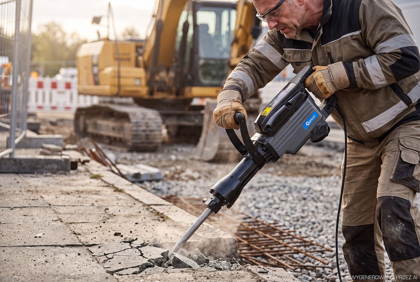 Ciocan demolator profesional, 1200W, forta de impact 45J, prindere HEX 30 mm, cu dalta, spit si valiza de transport, Geko G80850