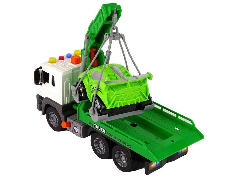 Camion de remorcare cu efecte sonore si luminoase, 1:16, verde, Lean 11078