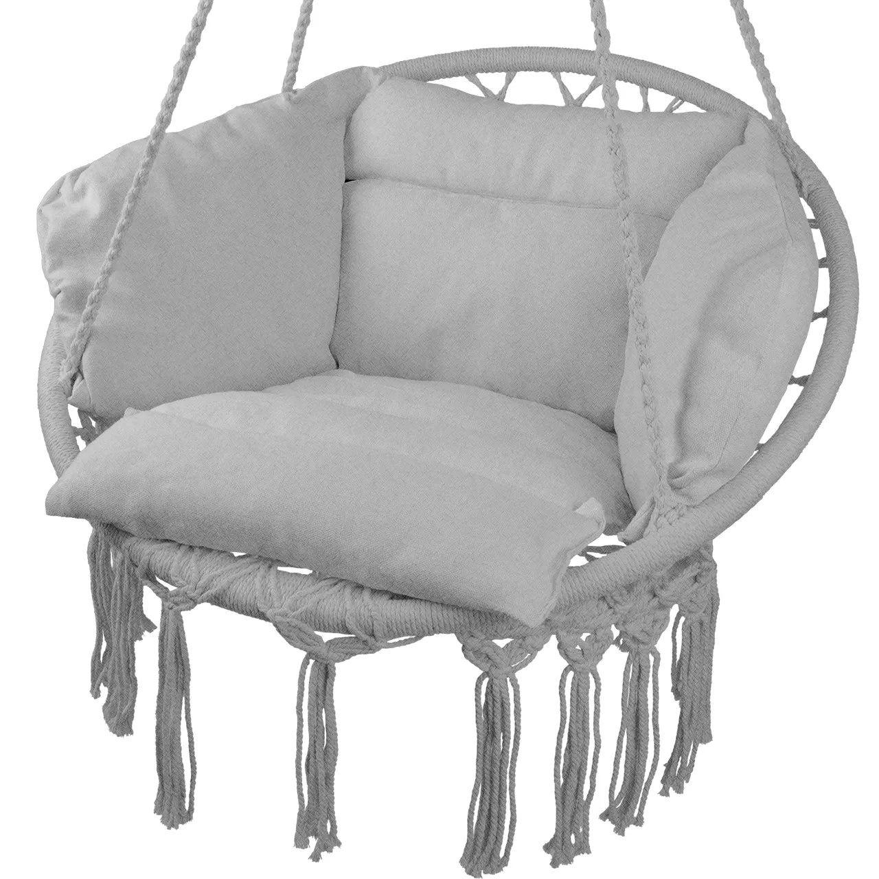 Scaun suspendat de gradina cu perne Sunwaal, 60x40x80x110x130x100 cm, cadru metalic, capacitate maxim 150 kg, gri, MalTec 112862