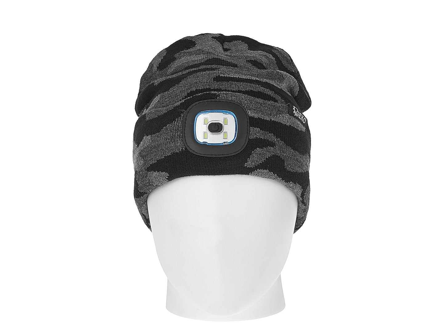 Caciula de iarna cu lanterna LED reincarcabila, camuflaj, Geko G90411