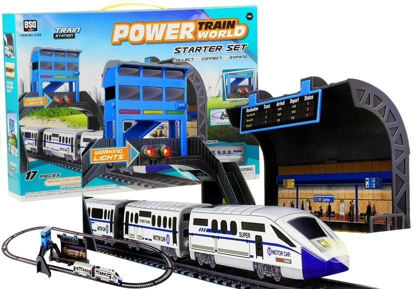 Set trenulet de jucarie cu locomotiva si 1 vagon, 244 cm, 106 x 44 cm, multicolor, Lean 2434