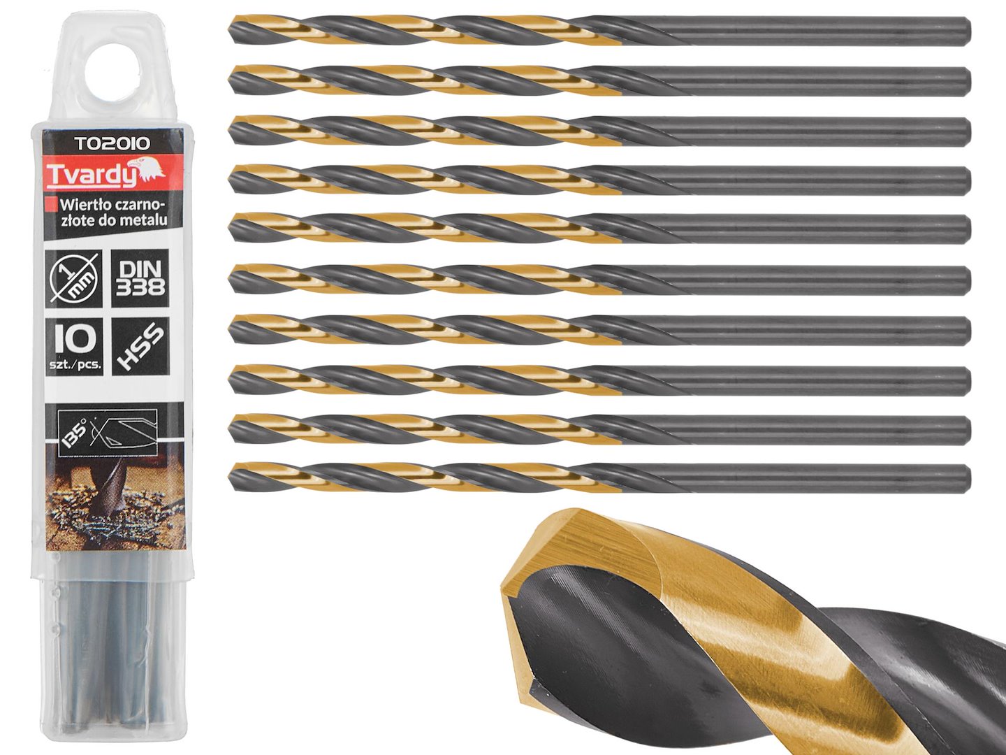 Set 10 burghie HSS pentru metal, 1 mm, 10 bucati, Tvardy T02010