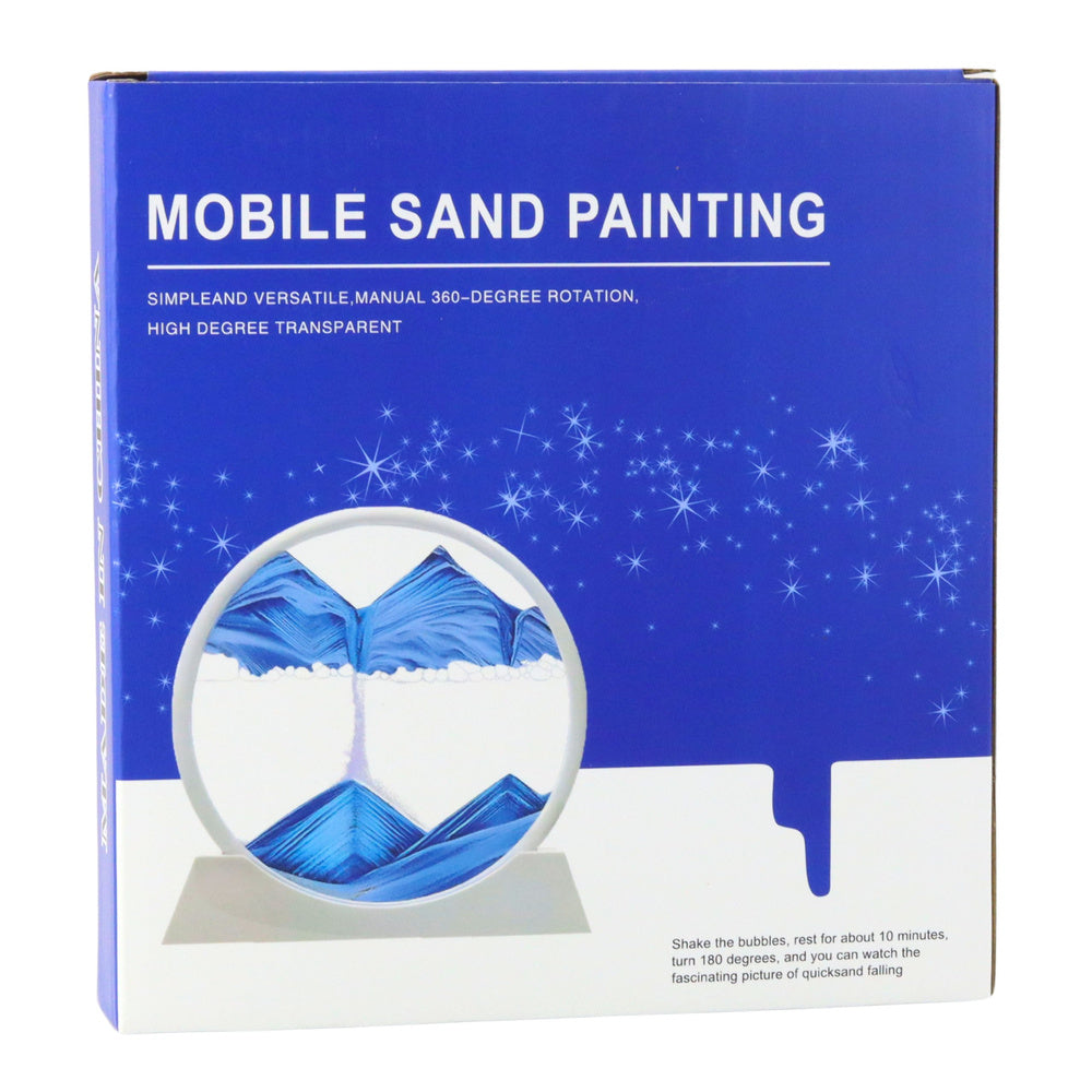 Tablou rotativ 3D cu nisip in miscare, 19 x 18 cm, albastru, Lean 27705