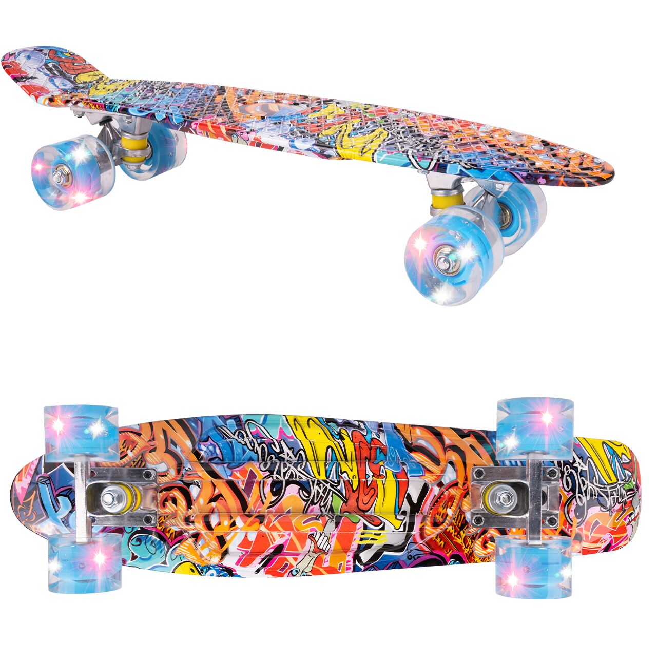 Skateboard Graffiti cu roti luminoase LED RGB, 56x14,5cm, MalPlay 112333