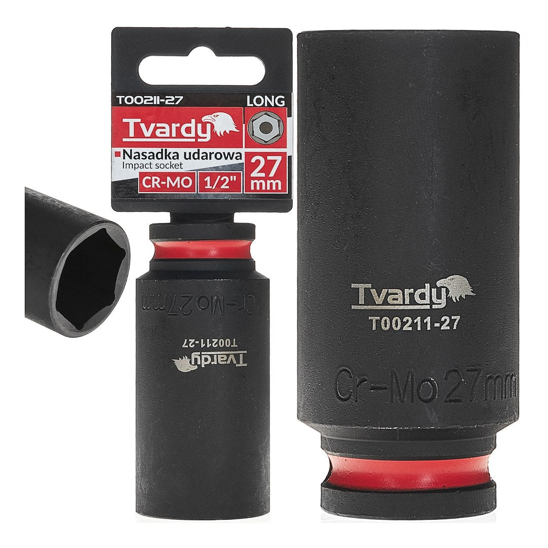 Cheie tubulara de impact in 6 puncte 1 / 2", 27 mm, Cr-Mo, Tvardy T00211-27