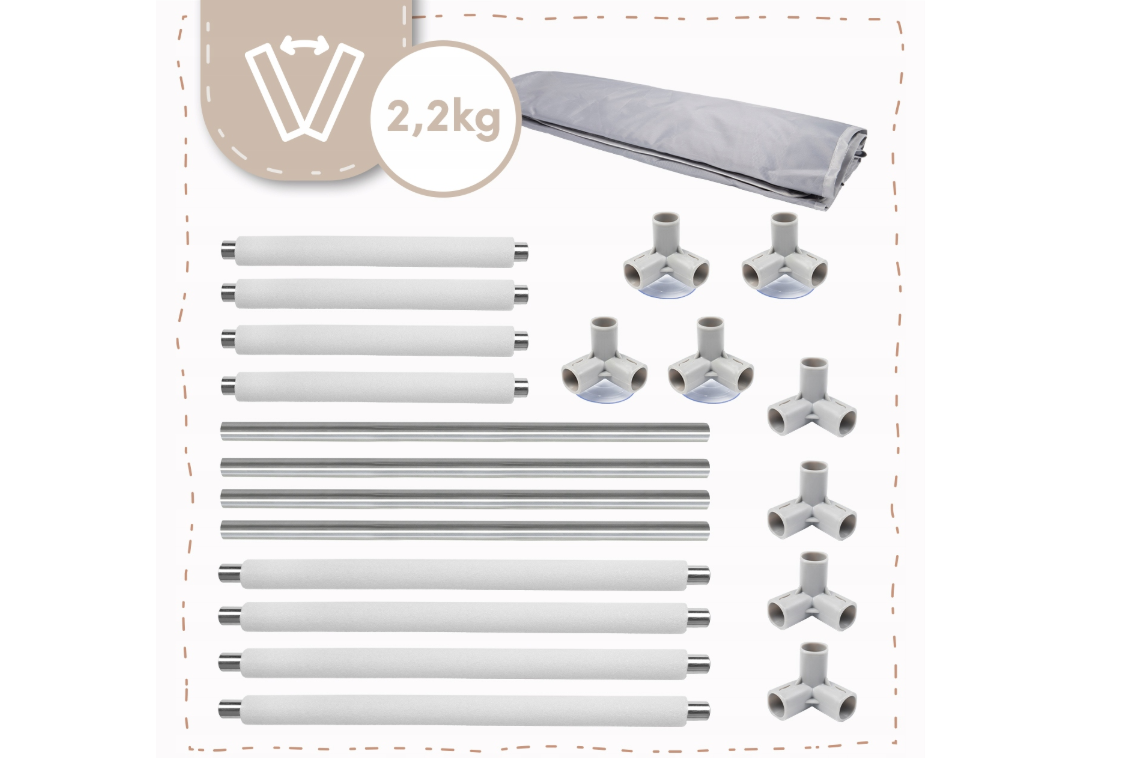 Tarc de joaca pentru copii cu buzunar din plasa Kivo, 120 x 120 cm, gri, MalPlay 113160