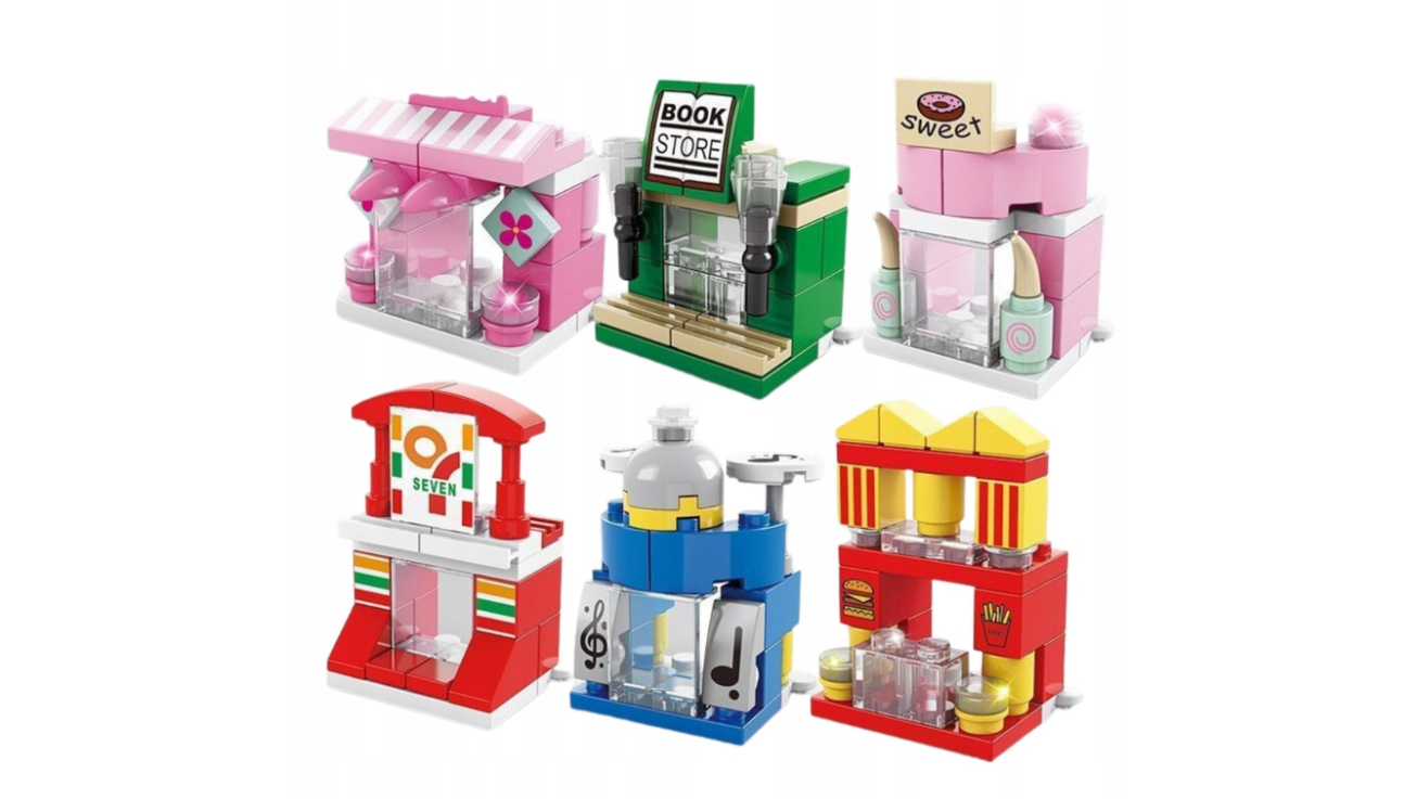 Set de constructie Mini Street 6 in 1, 137 piese, 23.5 x 17.5 x 4.5 cm, multicolor, Lean 23595