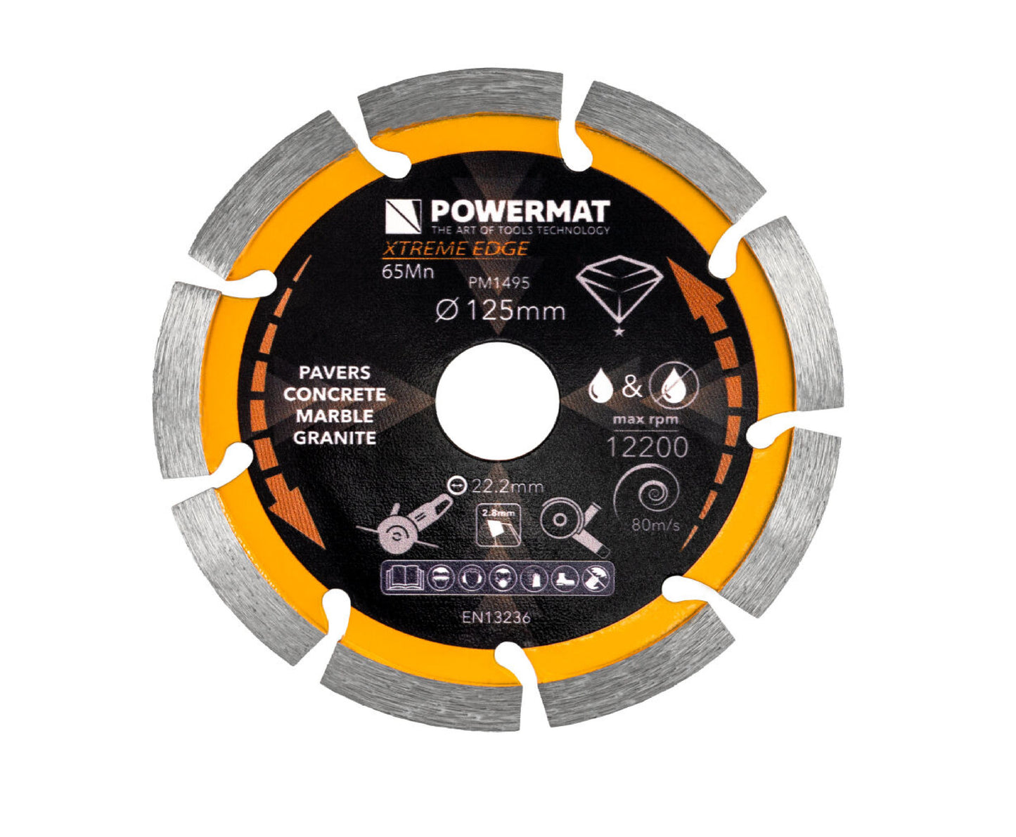 Disc diamantat segmentat PM-TDCS-1253T, 125 mm, Powermat PM1495