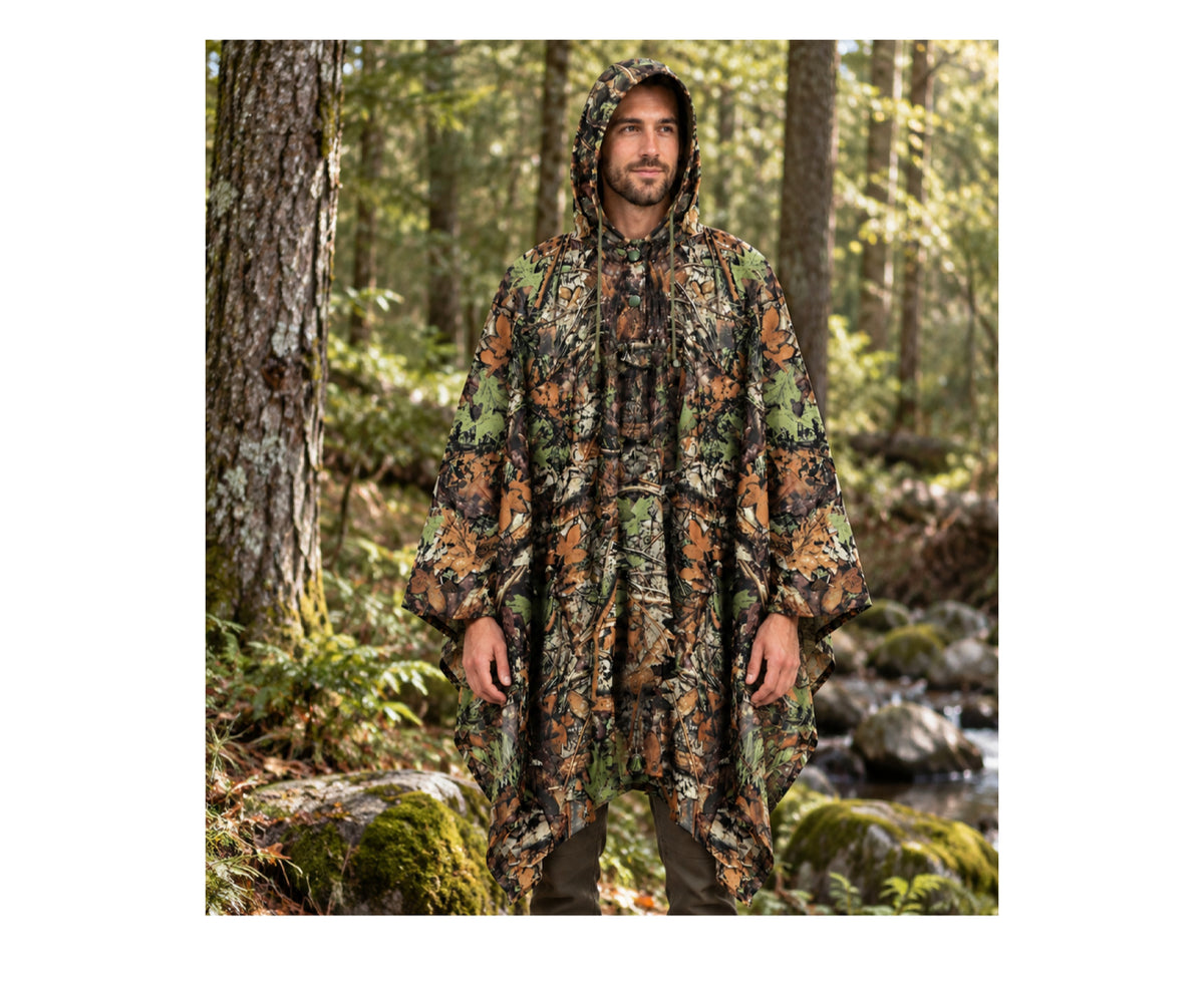 Poncho de camuflaj 3D cu gluga, 130 x 110 cm, Lean 31257