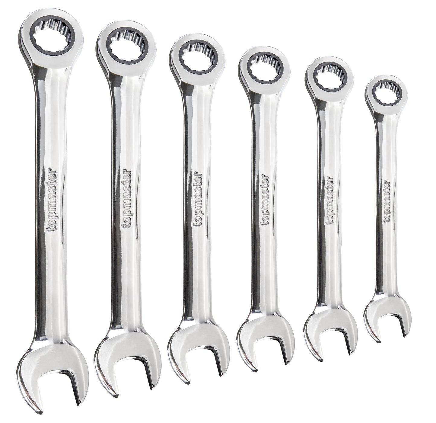 Set chei combinate cu clichet, 8-17 mm, Cr-V, 6 bucati, Topmaster 231970